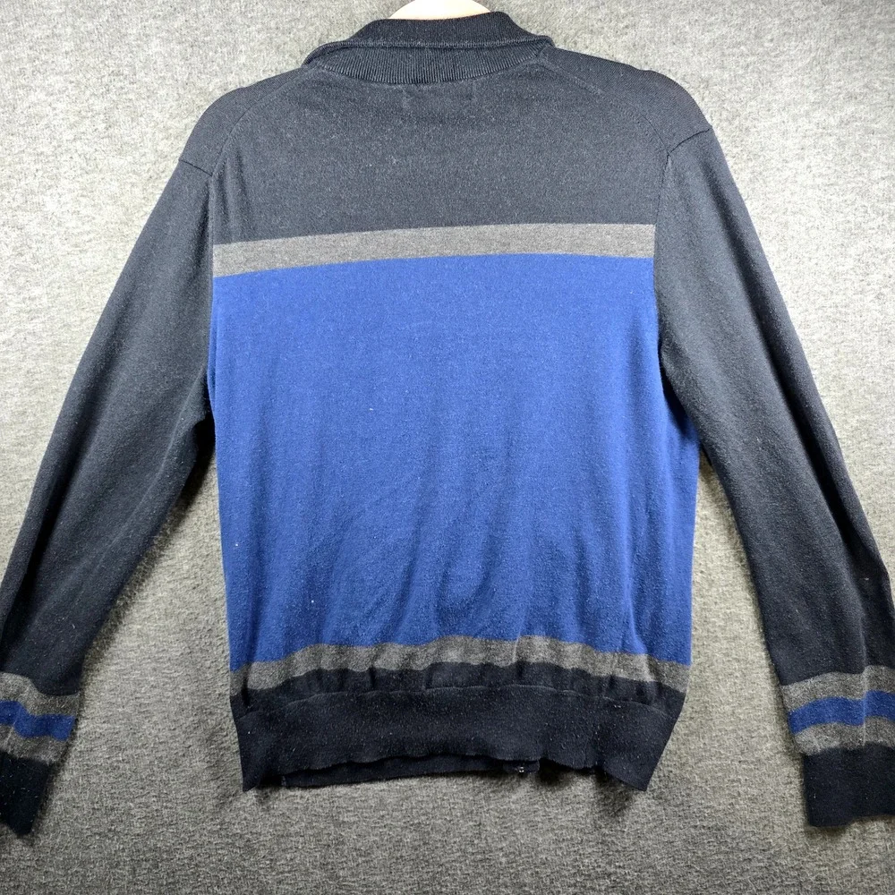 Banana Republic Full Zip Sweater Mens M Color Block Silk Cotton Polyester Pocket